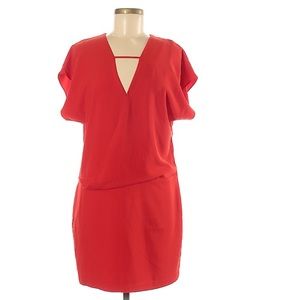 NWT Halston Heritage Red Cap Sleeve Crepe dress